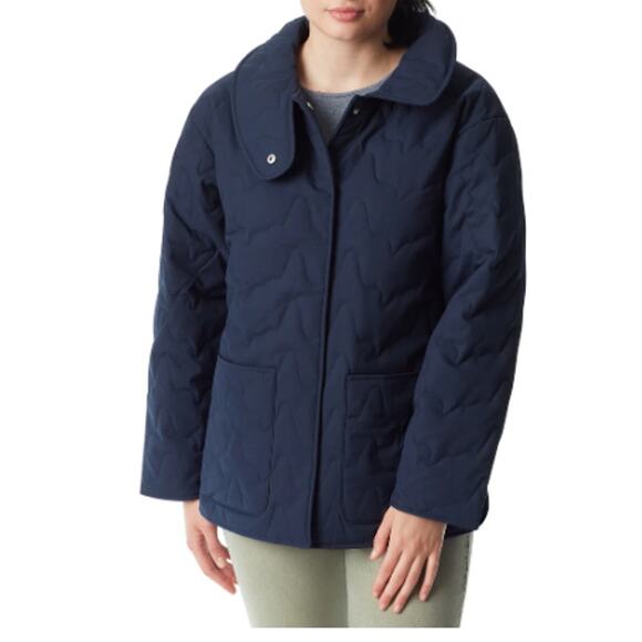 Macy's Bass Outdoor Women's Oversized Quilted Snap-up Jacket Navy Blue - Large - Picture 2 of 9